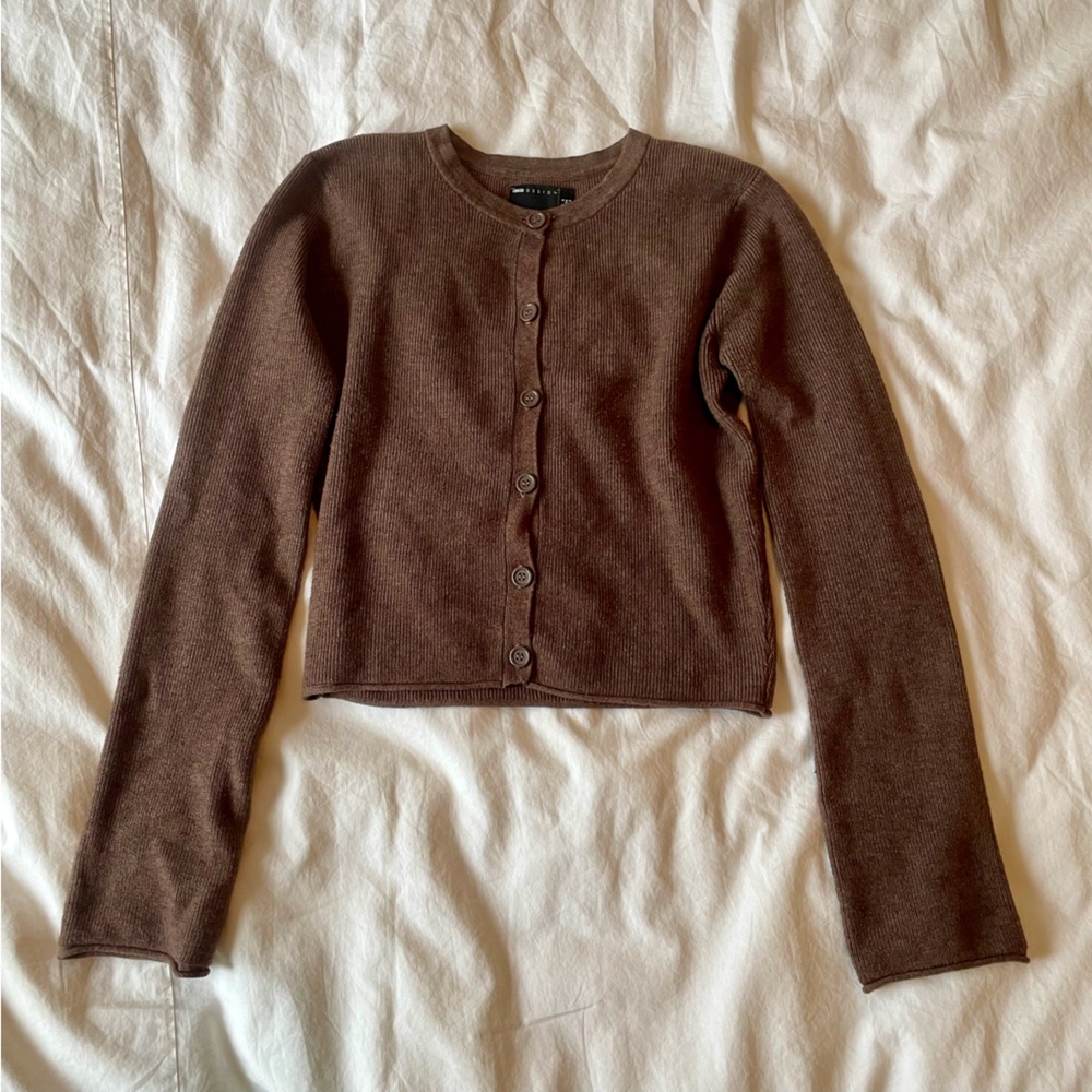 ASOS Brown Long Sleeve Button Cardigan